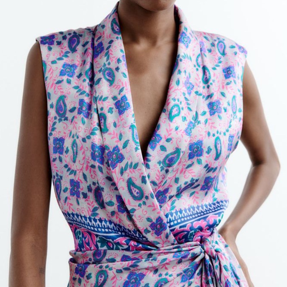 ZARA PRINTED WRAP DRESS - Picture 5 of 10